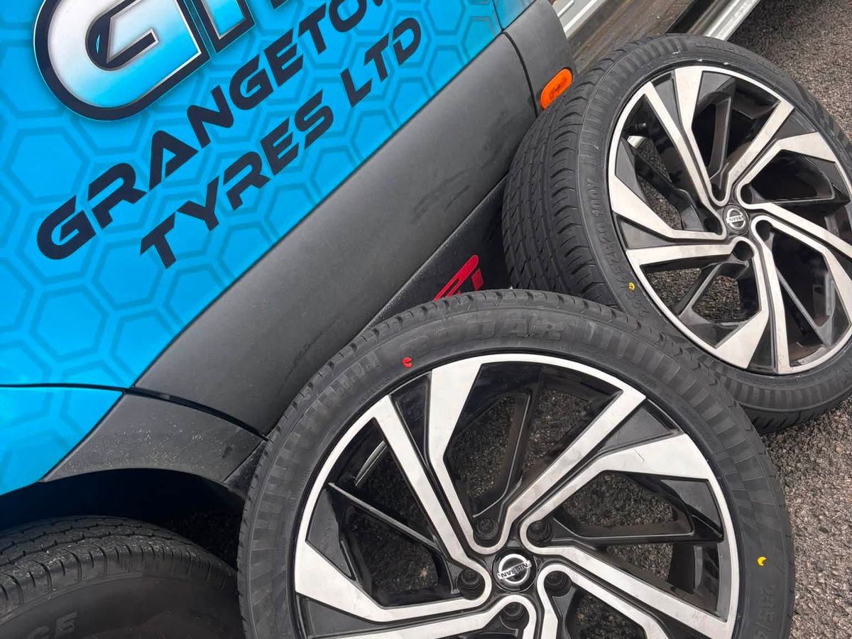 The Grangetown Tyres mobile fitting van at a customer's home